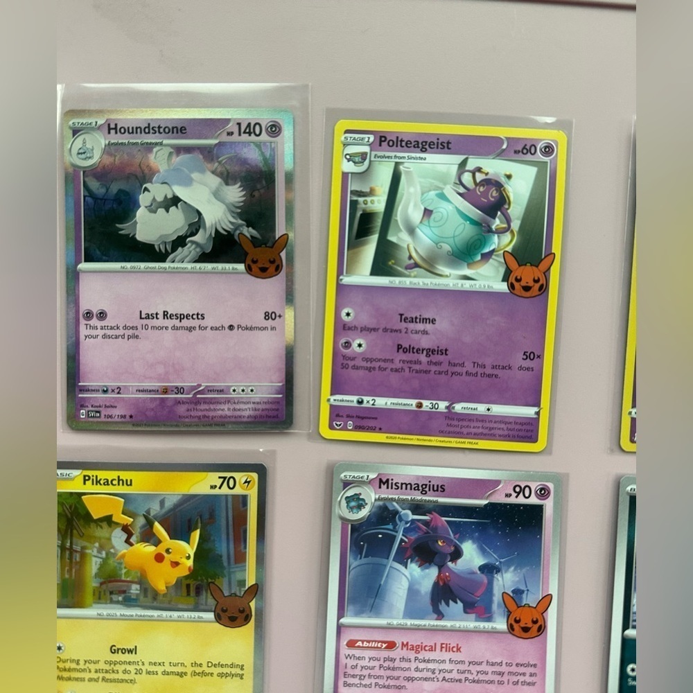Pokémon Trick or Trade Cards - Lot of 6 - Pikachu Houndstone Murkrow Spectrier - Picture 3 of 8